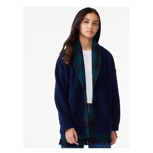 Free assembly cozy mix media shawl collar cardigan jacket size L